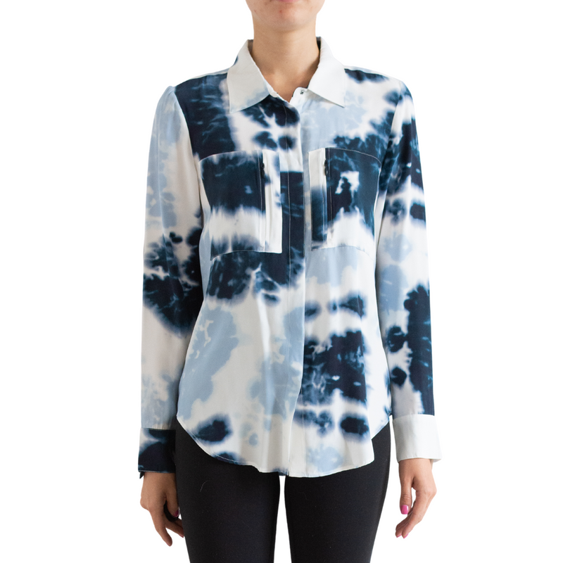 Silk Blouse with Pockets - ROSSMORE Top General Orient Midnight Mix P 