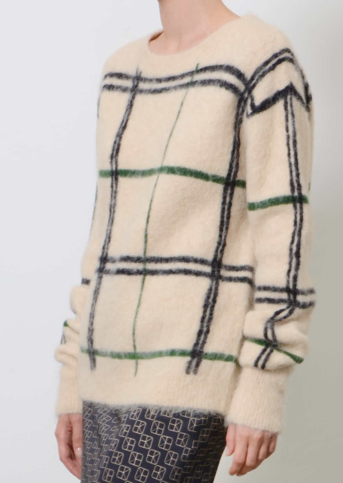 Alpaca Jacquard Crew Neck Sweater -THELMA Sweater STYLEM   