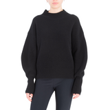 Cashmere High Neck Top with Fashion Sleeve - SHIA Sweater Elaine Kim Black P 