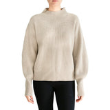 Cashmere High Neck Top with Fashion Sleeve - SHIA Sweater Elaine Kim Oatmeal P 