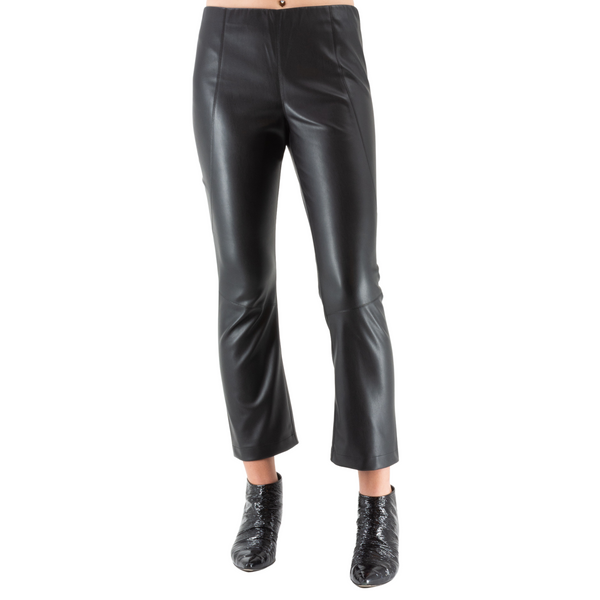 Vegan Stretch Leather Crop Legging - SUSRUTA Pant Elaine Kim Black S