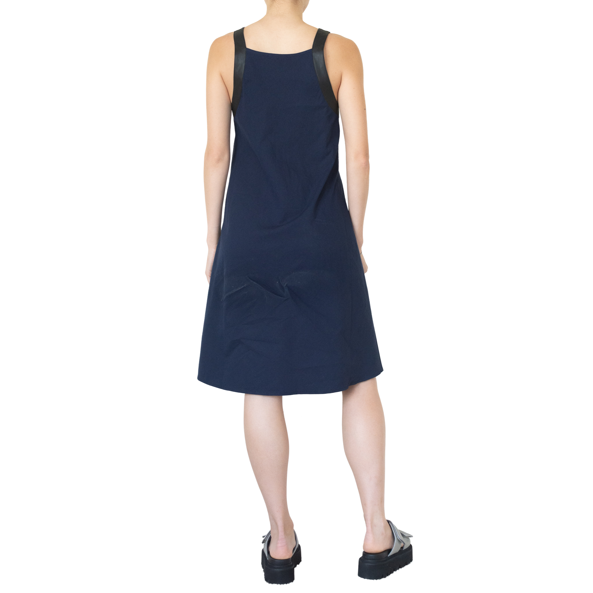 Stretch Linen Dress w/Leather Strap -TEONI SP22 Dress STYLEM   