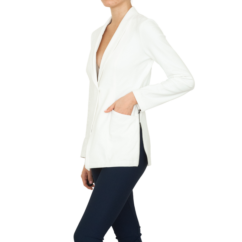 Tech Stretch Shawl Collar Blazer with Zipper - TAMARA SP22 Coat STYLEM   
