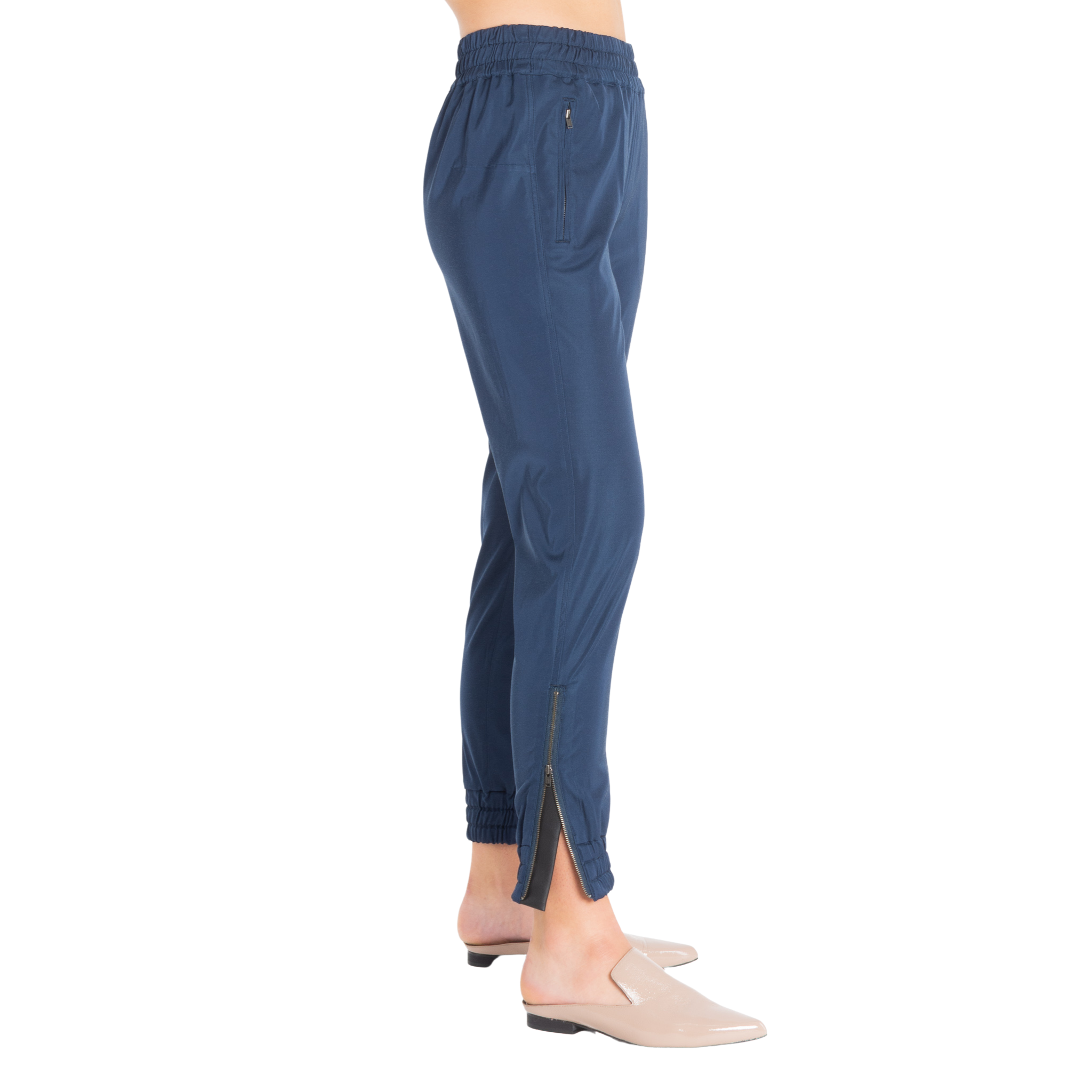 High Power Cupro Jogger w/Leather Trim -TRUDY SP22 Pant STYLEM Marine P 