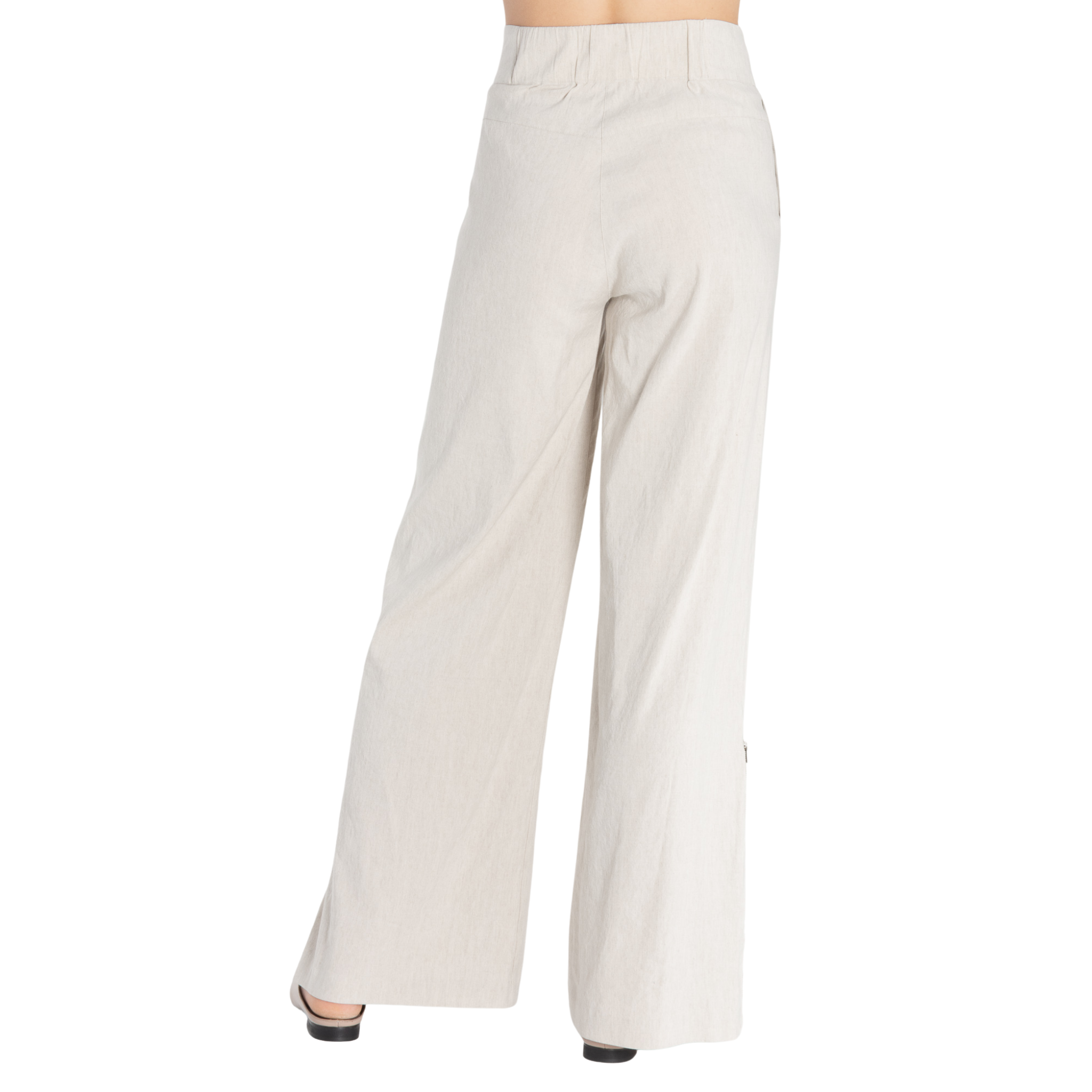Stretch Linen Wide Pant w/ Zip - TURLINGTON Pant STYLEM   