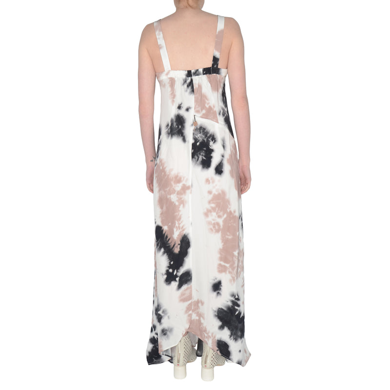 Silk Maxi Dress with Asymmetric Drawstring - SHAY Dress Elaine Kim   