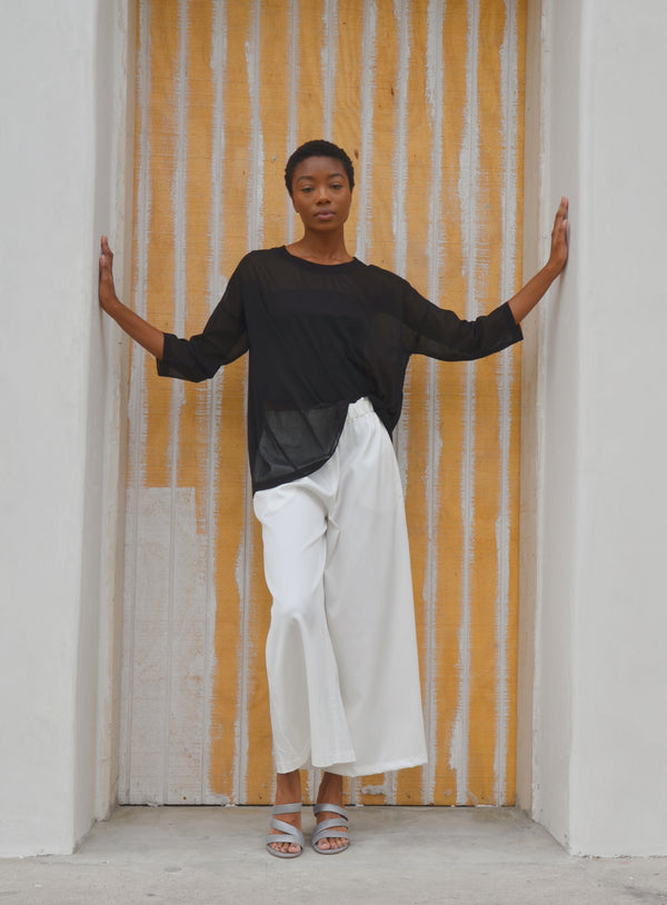 Jersey Top with Chiffon Overlay - SAVANNAH Top Elaine Kim   