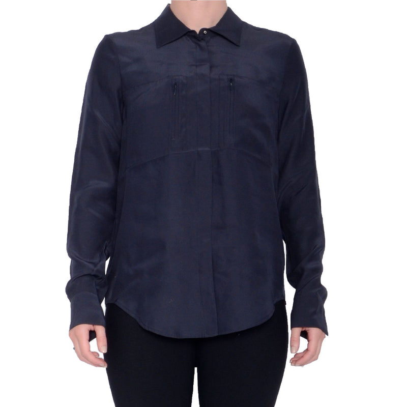Silk Blouse with Pockets - ROSSMORE Top General Orient Petrol P 