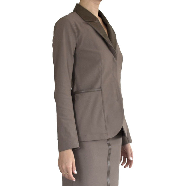 Tech Stretch Blazer with Leather Peak Lapel - SIREN Coat STYLEM   
