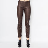 Cropped Flare Leather Pant -NITA Pant Elaine Kim Brown Snake P 