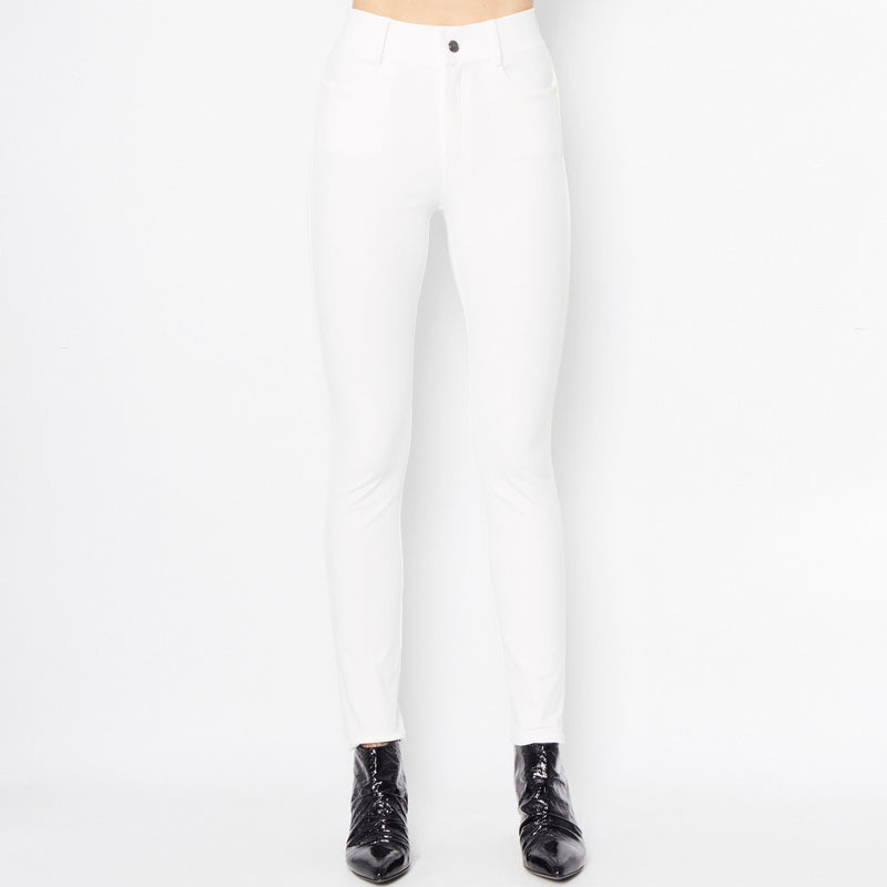 Tech Stretch Jeans w/ Leather Piping - QUINLEY CORE Pant STYLEM White P 