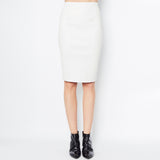 Leather and Tech Stretch Pencil Skirt - REED Skirt Elaine Kim White XL 