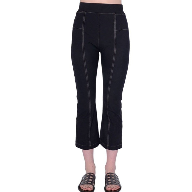 Tech Stretch Cropped Flare Legging w/ Contrast Stitch - RITA Pant STYLEM Midnight P 