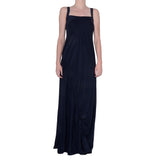 Silk Maxi Dress with Asymmetric Drawstring - SHAY Dress Elaine Kim Midnight P 