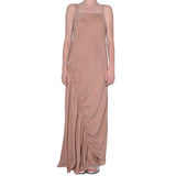 Silk Maxi Dress with Asymmetric Drawstring - SHAY Dress Elaine Kim Rosette P 