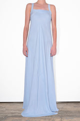 Silk Maxi Dress with Asymmetric Drawstring - SHAY Dress Elaine Kim   