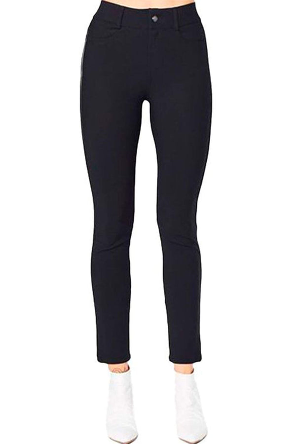 Tech Stretch Jeans w/ Leather Piping - QUINLEY Pant Elaine Kim   