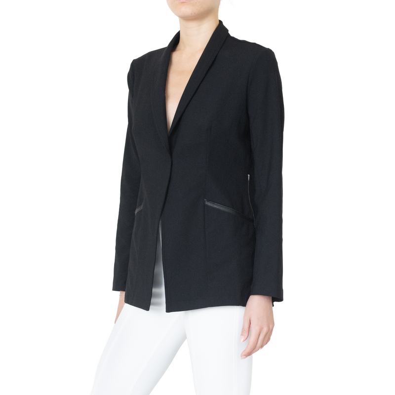 Tech Stretch Shawl Collar Blazer with Zipper - TAMARA SP22 Coat STYLEM   