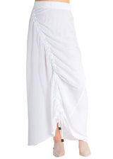 Silk Long Skirt with Drawstrings - TOLEDO Skirt General Orient White S 