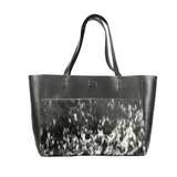 Leather Tote Bag with Calf Hair Pocket - TWYLA Bag Elaine Kim Collection Black OS 